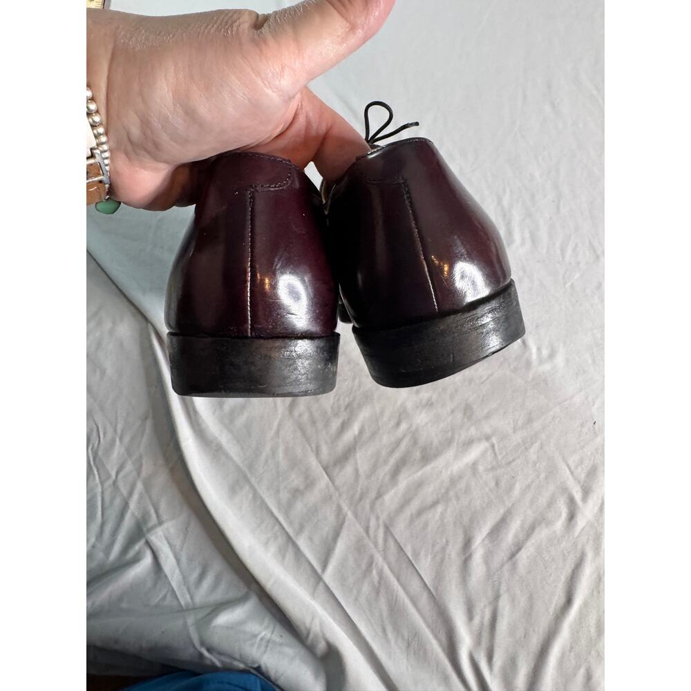 Vintage Cole Haan Mens 11 D Burgundy Leather Cap Toe Oxford Dress Shoes - Picture 7 of 10